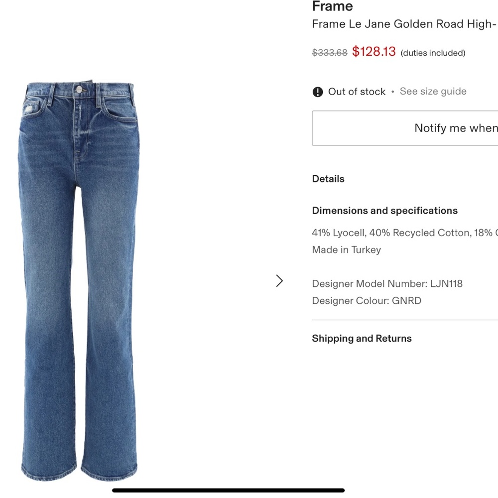 Frame Le Jane High Rise Jeans